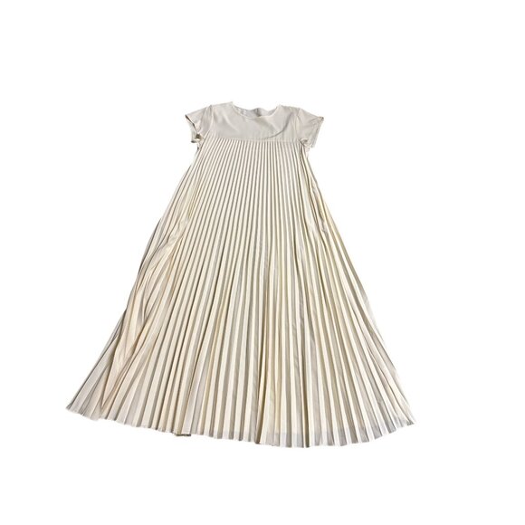Bridgerton inspired Cream Pleated Short Sleeve Midi Dress - Picture 10 of 10